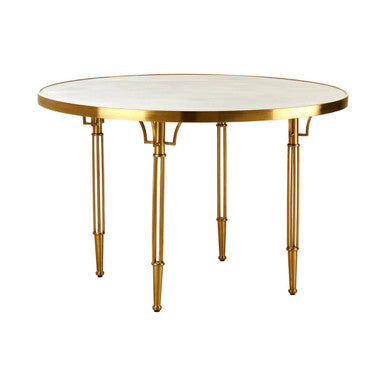 White Round Dining Table with Stainless Steel Frame, Modica