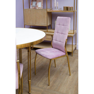 White Round Dining Table with Stainless Steel Frame, Modica