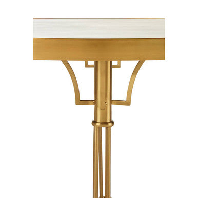 White Round Dining Table with Stainless Steel Frame, Modica