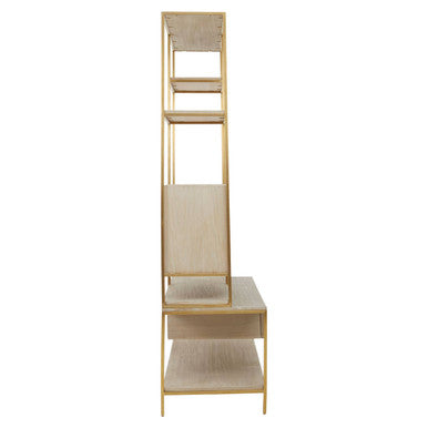 Modica Oak Wood and Gold Finish Shelf Unit