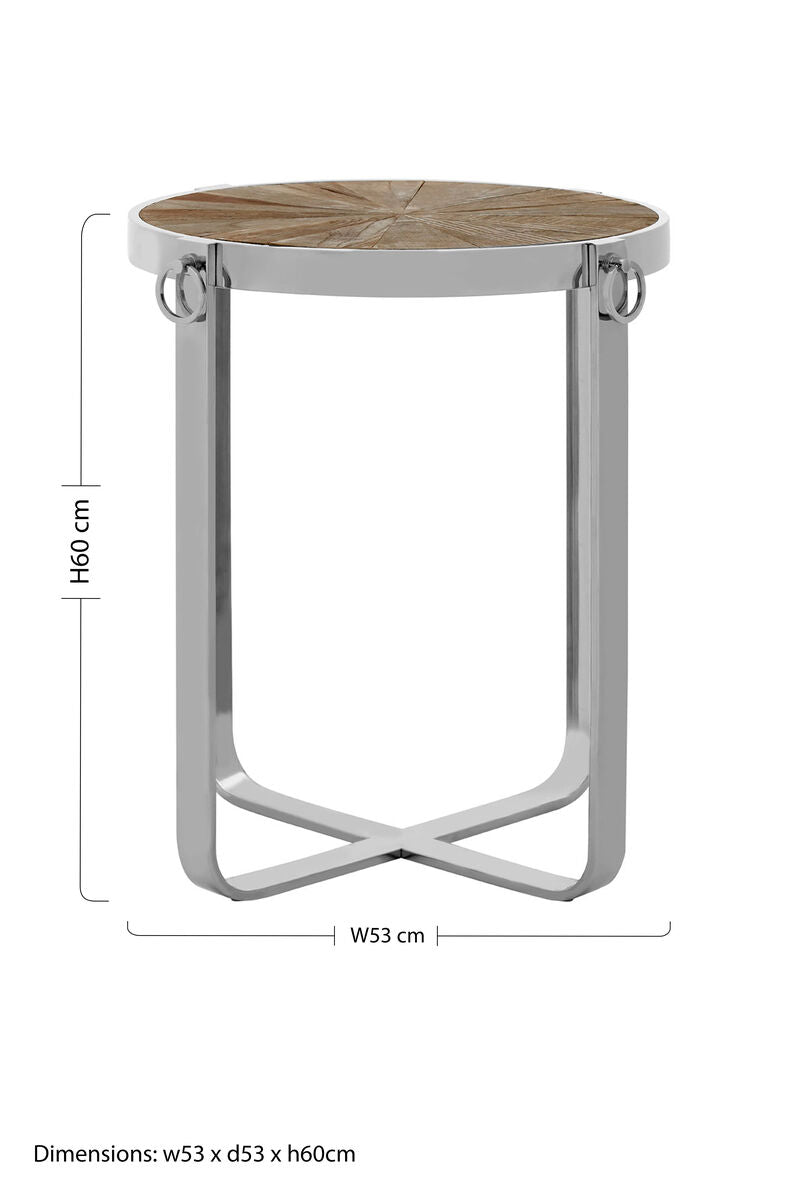 Brown Side Table with Elm Wood Top, Mitra