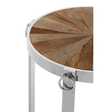 Brown Side Table with Elm Wood Top, Mitra