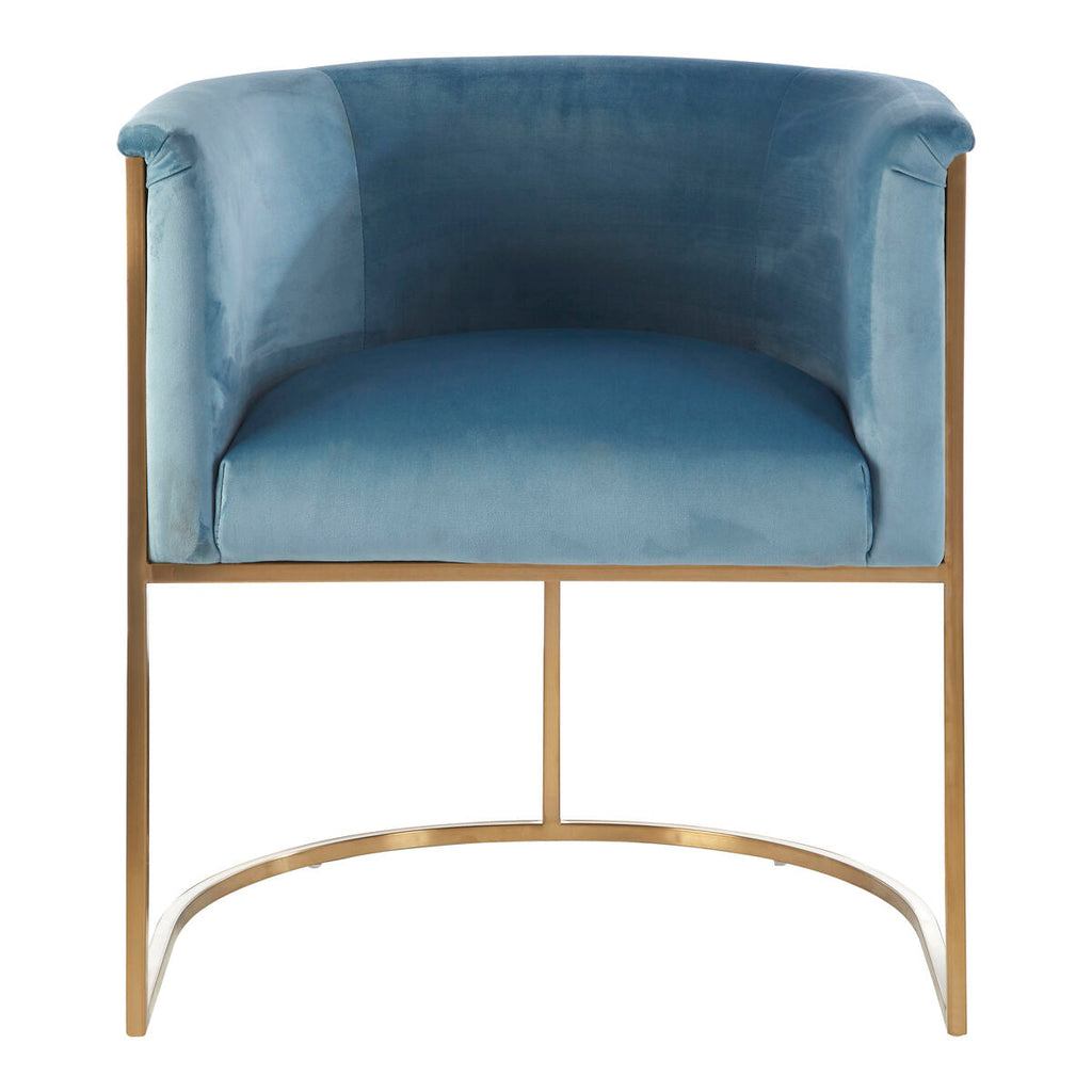 Mias Blue Velvet Chair with Gold Finish Base