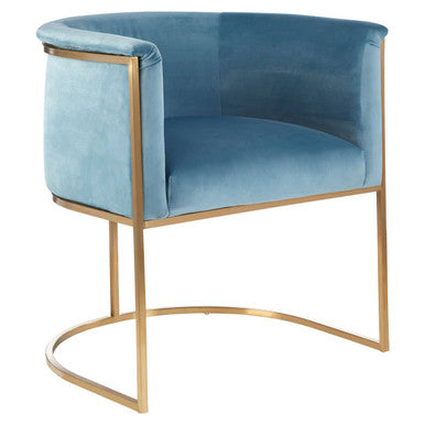 Mias Blue Velvet Chair with Gold Finish Base