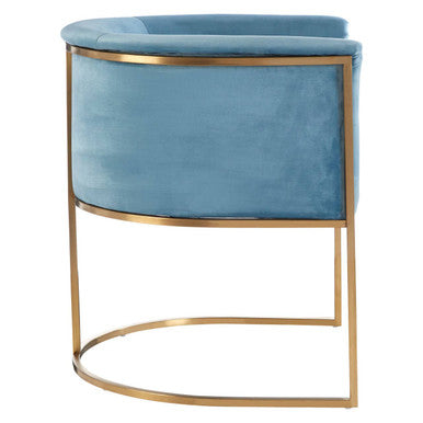 Mias Blue Velvet Chair with Gold Finish Base