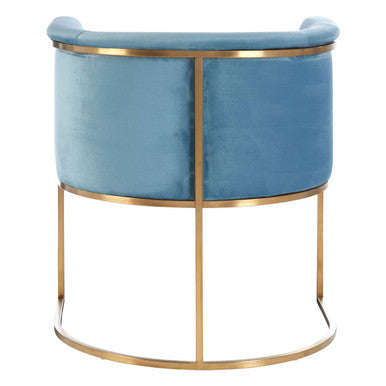 Mias Blue Velvet Chair with Gold Finish Base