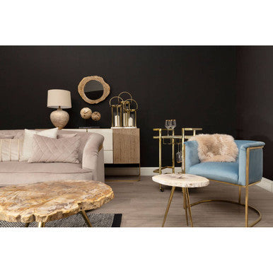 Mias Blue Velvet Chair with Gold Finish Base