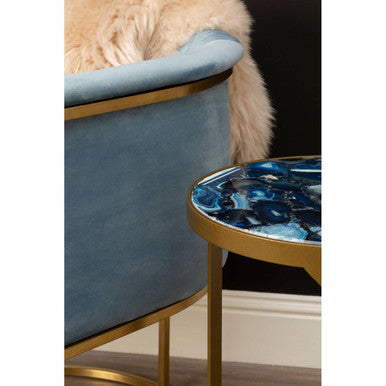 Mias Blue Velvet Chair with Gold Finish Base