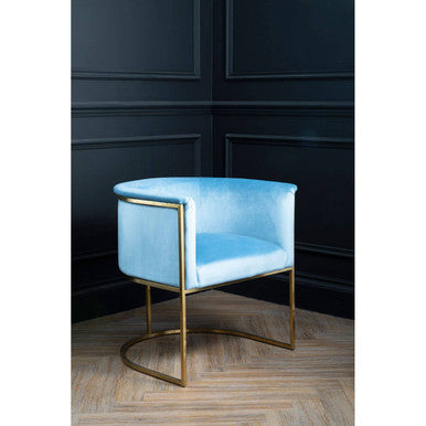 Mias Blue Velvet Chair with Gold Finish Base