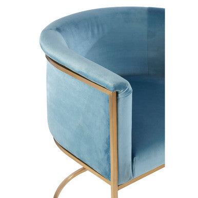 Mias Blue Velvet Chair with Gold Finish Base