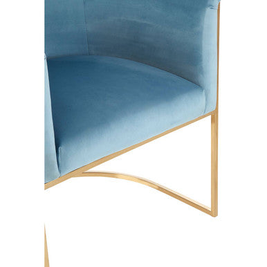 Mias Blue Velvet Chair with Gold Finish Base