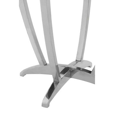 Black and Silver Contemporary Luxe Side Table with Tempered Glass Top, Yasmin