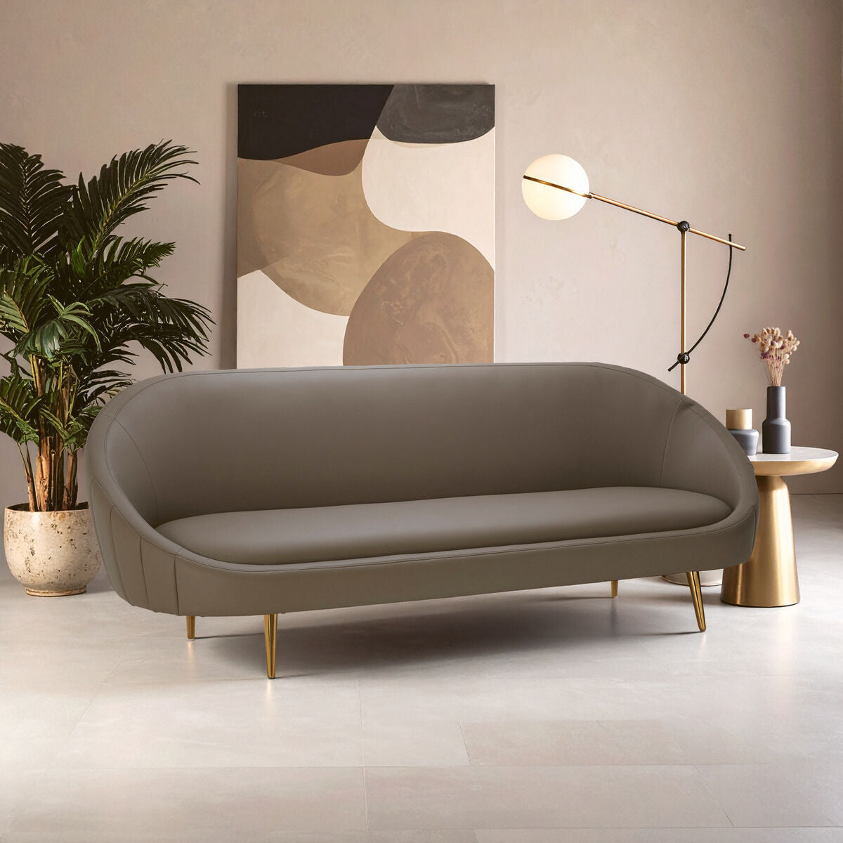 Lagero Brown Leather Effect 3 Seater Sofa