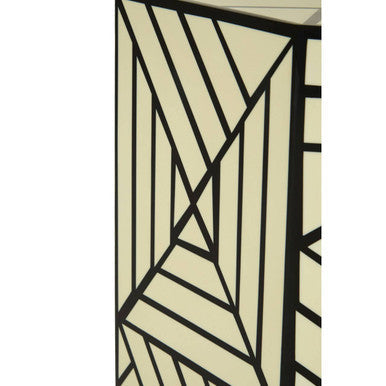 Hassa Ivory And Black Resin Geometric Stool And Table