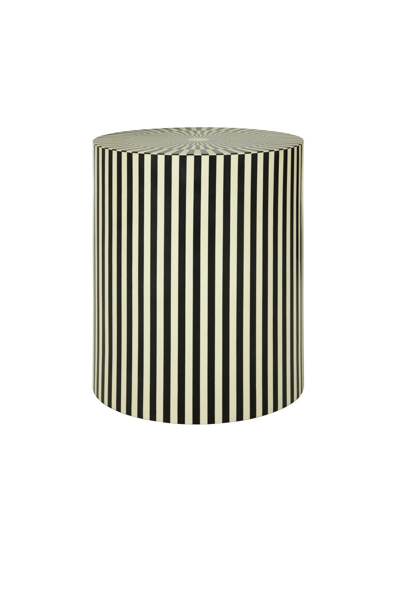 Hassa Ivory Resin Side Table and Stool