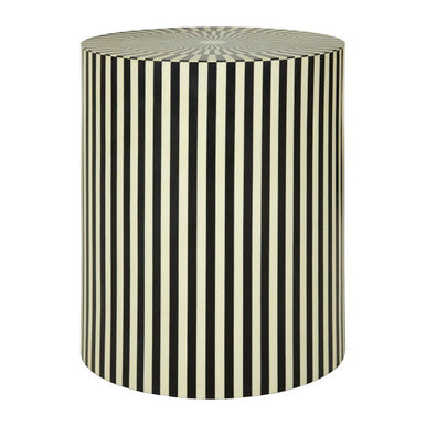 Hassa Ivory Resin Side Table and Stool