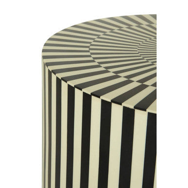 Hassa Ivory Resin Side Table and Stool