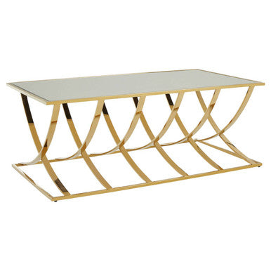 Gold Coffee Table with Mirrored Top, Reena