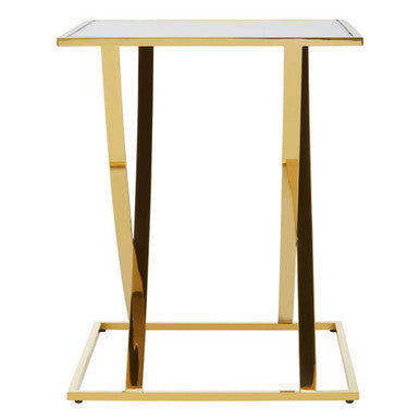 Gold Square Side Table with Stainless Steel Frame, Reena