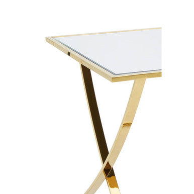 Gold Square Side Table with Stainless Steel Frame, Reena