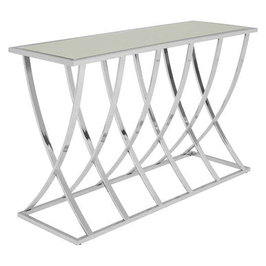 Silver Console Table with Mirrored Top, Reena