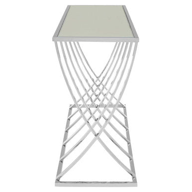 Silver Console Table with Mirrored Top, Reena