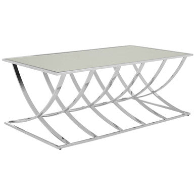 Silver Rectangular Coffee Table with Mirrored Top, Reena