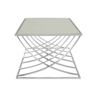Silver Rectangular Coffee Table with Mirrored Top, Reena