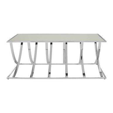 Silver Rectangular Coffee Table with Mirrored Top, Reena