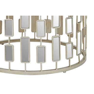 Silver Small Side Table with Mirrored Top, Raina