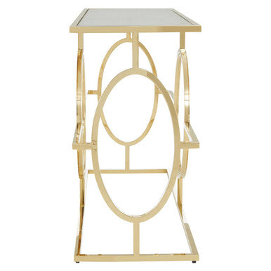Gold Console Table with Tempered Glass Top, Roena