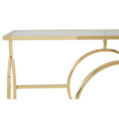 Gold Console Table with Tempered Glass Top, Roena