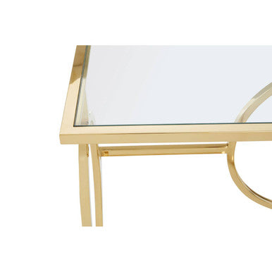 Gold Console Table with Tempered Glass Top, Roena