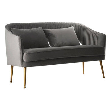2 Seater Grey Velvet Sofa, Hendricks