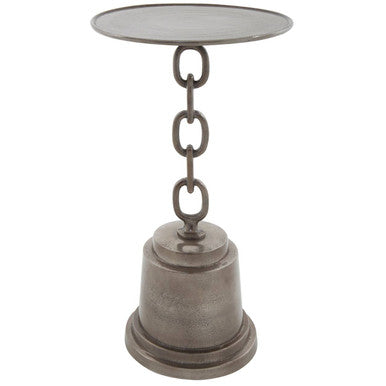 Black Nickle Finish Round Side Table, Zane