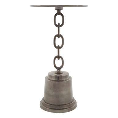 Black Nickle Finish Round Side Table, Zane