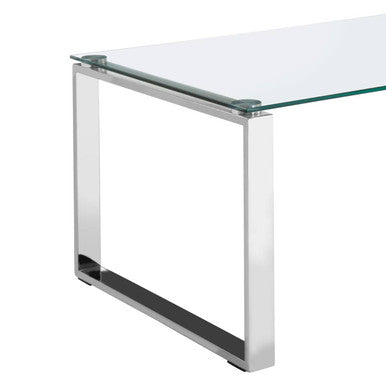 Silver Stainless Steel Coffee Table with Black Tempered Glass, Allure