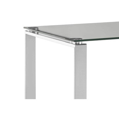 Silver Square End Table with Clear Tempered Glass, Allure