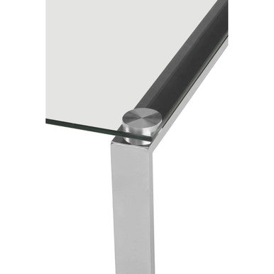 Silver Square End Table with Clear Tempered Glass, Allure