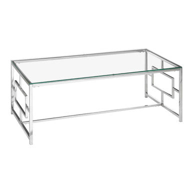 Allure Silver Stainless Steel Coffee Table with Inset Side Detail