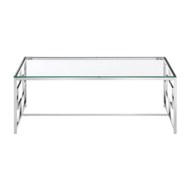 Allure Silver Stainless Steel Coffee Table with Inset Side Detail
