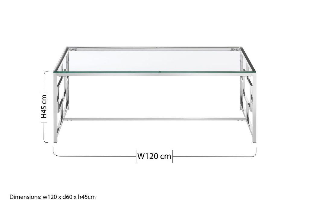 Allure Silver Stainless Steel Coffee Table with Inset Side Detail