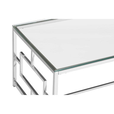 Allure Silver Stainless Steel Coffee Table with Inset Side Detail