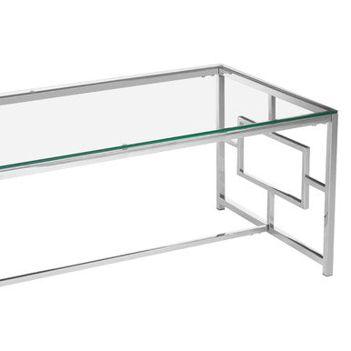 Allure Silver Stainless Steel Coffee Table with Inset Side Detail