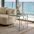 Allure Silver Stainless Steel End Table with Inset Side Detail