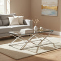 Allure Silver Stainless Steel Coffee Table with Inverted Prism Base