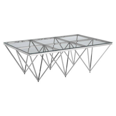 Allure Silver Stainless Steel Coffee Table with Six Pincer Legs