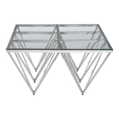 Allure Silver Stainless Steel Coffee Table with Six Pincer Legs