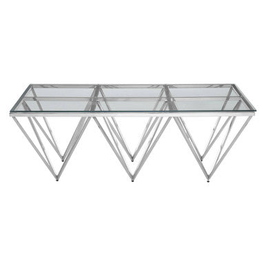 Allure Silver Stainless Steel Coffee Table with Six Pincer Legs