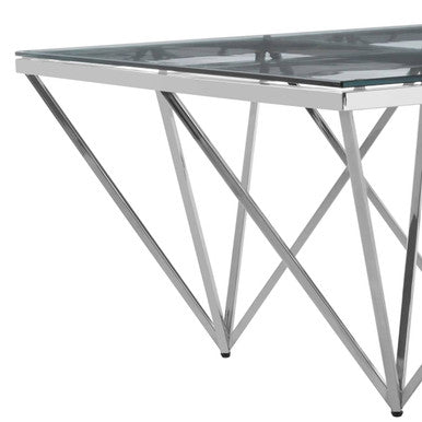 Allure Silver Stainless Steel Coffee Table with Six Pincer Legs